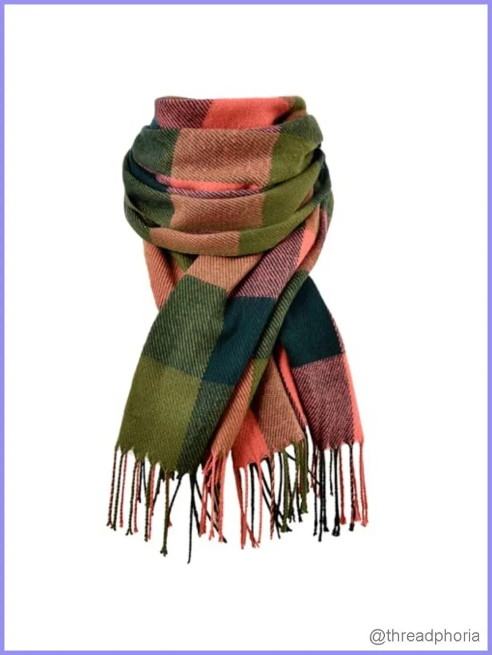Women's Plaid Winter Scarf Tassel Shawl Wrap Acrylic